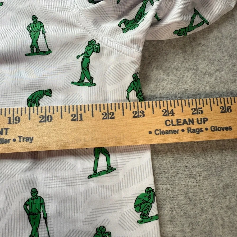 Waggle Golf Polo Shirt Mens XL White Green Golfer Cart Print SS Stretch - Picture 5 of 6